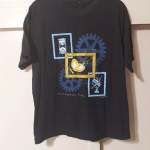 VTG 2000 Y2K "It's About Time" Clock Graphic T-Shirt Size M